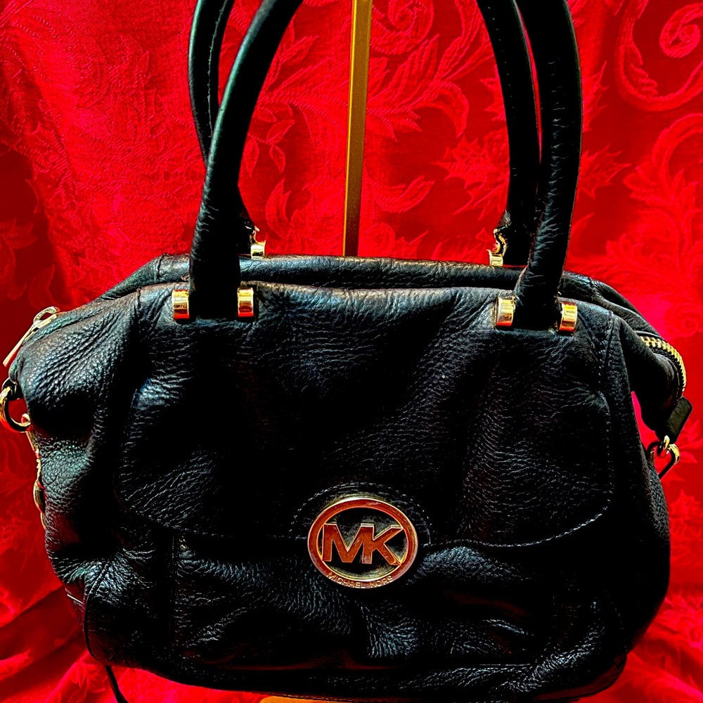 Michael Kors Black Satchel with Gold Accents